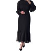 Sexyshine Women's Mock Neck Long Sleeve Full Pleated Chiffon Maxi