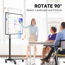 XINLEI Mobile TV Carts, Rotating Rolling TV Stand on Wheels for 13-50" Flat/Curved TVs Height Adjustable 30° Tilt Floor TV Stand Portable Monitor Stand Holds up to 44lbs Max VESA 200x200mm ML1350