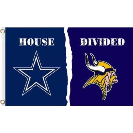 CUSTOM FLAGS Dallas Cowboys vs Minnesota Vikings House Divided Flag 3x5 FT Football Flag