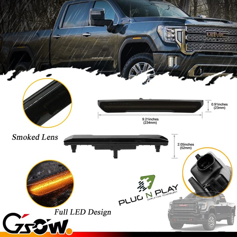 GSOWO 4 PCS Smoked LED Side Marker Light for Sierra