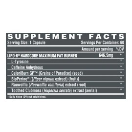 Lipo 6 Hardcore (60 Capsulas) Nutrex Sabor Sin Sabor