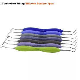 OROAX 7Pcs Dental Composite Filling Instruments Set - Silicone Handle Restorative Tool