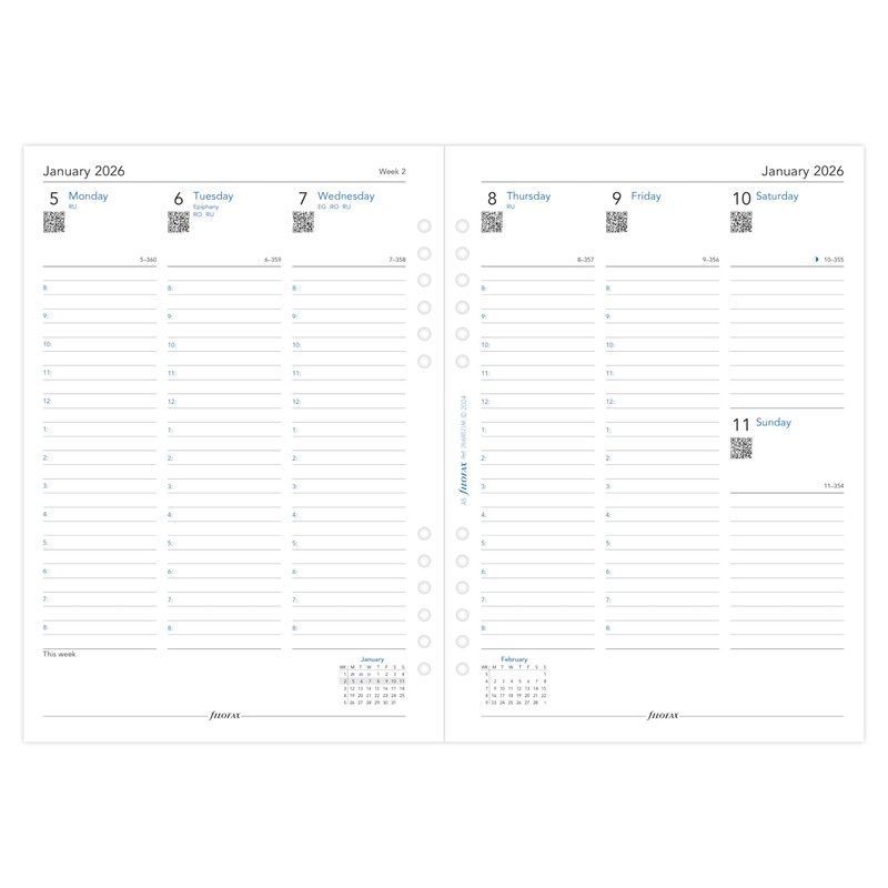Filofax A5 Week on two pages English multi-fit 2026 diary