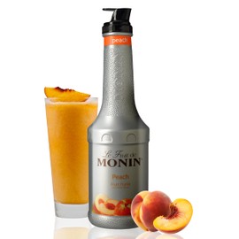 Monin - Peach Fruit Purée, Summertime Sweetness, Great for Cocktails, Smoothies, and Lemonades, Non GMO, No Artificial Ingredients (1 Liter)
