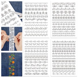 GLOBLELAND 4 Sheets Retro Lace Water Soluble Hand Sewing Stabilizers for Fabric 11.6x8.2 Inch Embroidery Stitch Practice Embroidery Patterns Transfers for Embroidery Beginners Lovers