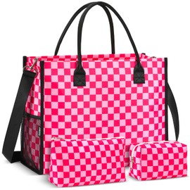 ZUBOND Beach Bags for Women Large Tote Bag 2 Makeup Bags, Waterproof Beach Bag for Womens Trendy Handbags Work Bag