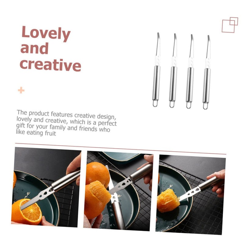 STOBAZA 4 Pack Stainless Steel Orange Peelers Easy to Use