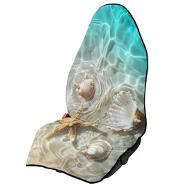 HUISEFOR Waterproof Car Seat Towel Cover After Beach Gym Beach Yoga Workout, Ocean Starfish Conch Car Sweat Towel Seat Cover with Non-Slip Back Universal Cooling Bucket Towel Seat Covers