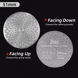 Puck Screen for Espresso Machine 51mm - Achieve Perfect Shots & Cleaner Machine - 0.8mm Thick Laser Etched Design Prevents Channeling, Easy to Clean - Compatible with Most 51mm Portafilters