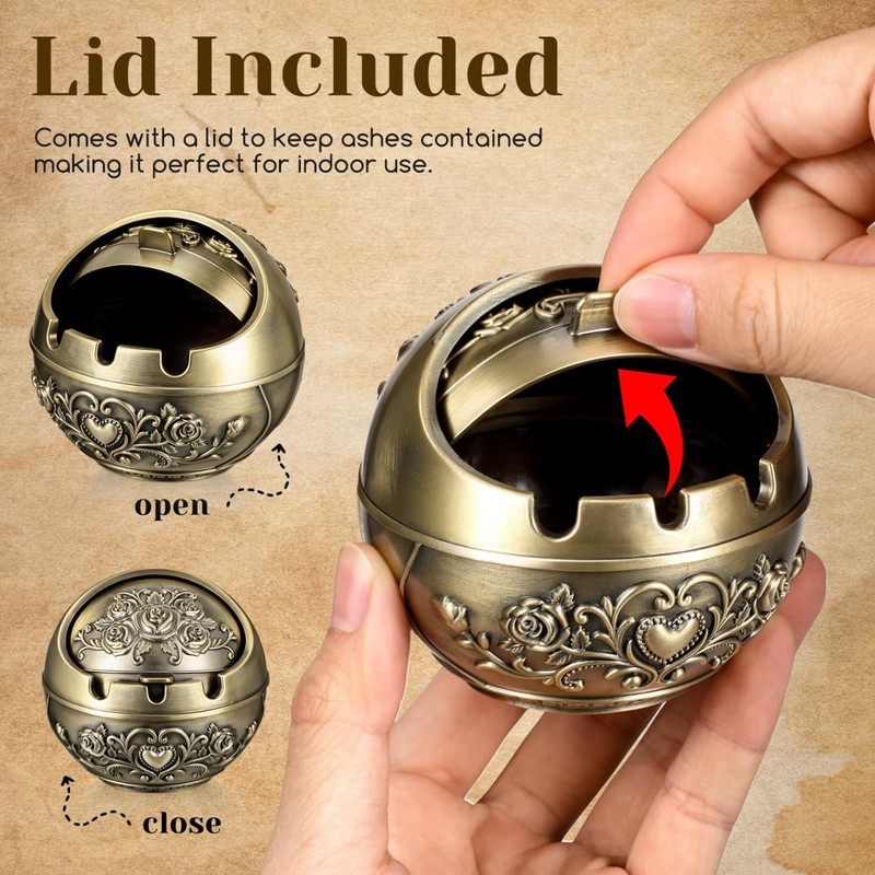 Creative Ashtray with Lid Portable Small Round Ash Tray for
