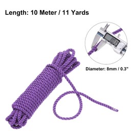 Rebower Nylon Trim Cord Rope, 8mm x 10m Dark Purple