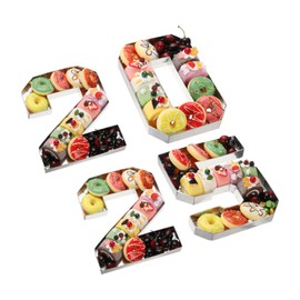 uxcell 10" Cardboard Number for Charcuterie, Cardboard Food Tray for Graduation Anniversary Birthday Party Decorations Chocolate Candy Cupcake Container (Silver, Number 2, 0, 2 and 5)