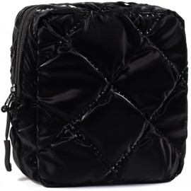 Quilted Makeup Bag Puffy Cosmetic Bag Cute Puffer Travel Toiletry Bag for Women, Small Makeup Pouch for Purse Quilted Cosmetic Pouch for Essentials Toiletries, Birthday Gift for Women (Mini Black)