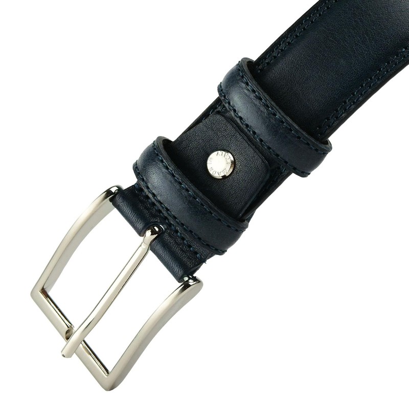 Conte Massimo Men's Genuine Leather Belt Made in Italy, blue