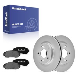 AutoShack Front Vented Drilled & Slotted E-Coated Brake Rotors + Premium Ceramic Pads 6-PC Brake Kit Replacement for 2005-2010 Honda Odyssey ShadowGuard 11.65" (296 mm)
