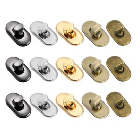 sourcing map 15pcs Turn Lock Clasp, Alloy Purse Closures Oval Twist Lock Fasteners Bag Hardware Accessories for Leather DIY Handbag Wallet Craft, Multicolor