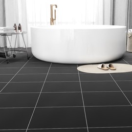 Peel and Stick Floor Tile 40-Pack 40 Sq.Ft Matte Pattern Flooring, 12” x 12” Self Adhesive Vinyl Flooring DIY for Kitchen, Bathroom, Laundry, Pure Black