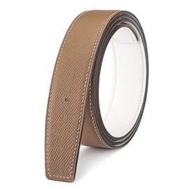 Vatee's Men/Women Reversible Genuine Leather Replacement Belt without Buckle 1.25"(32mm) Wide 41 inch Long Khaki/White