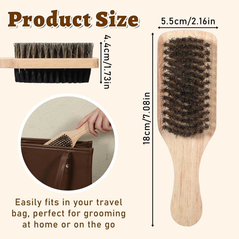 Double Sided Beard Brush, Lmitation Bristle Firm and Soft Sides