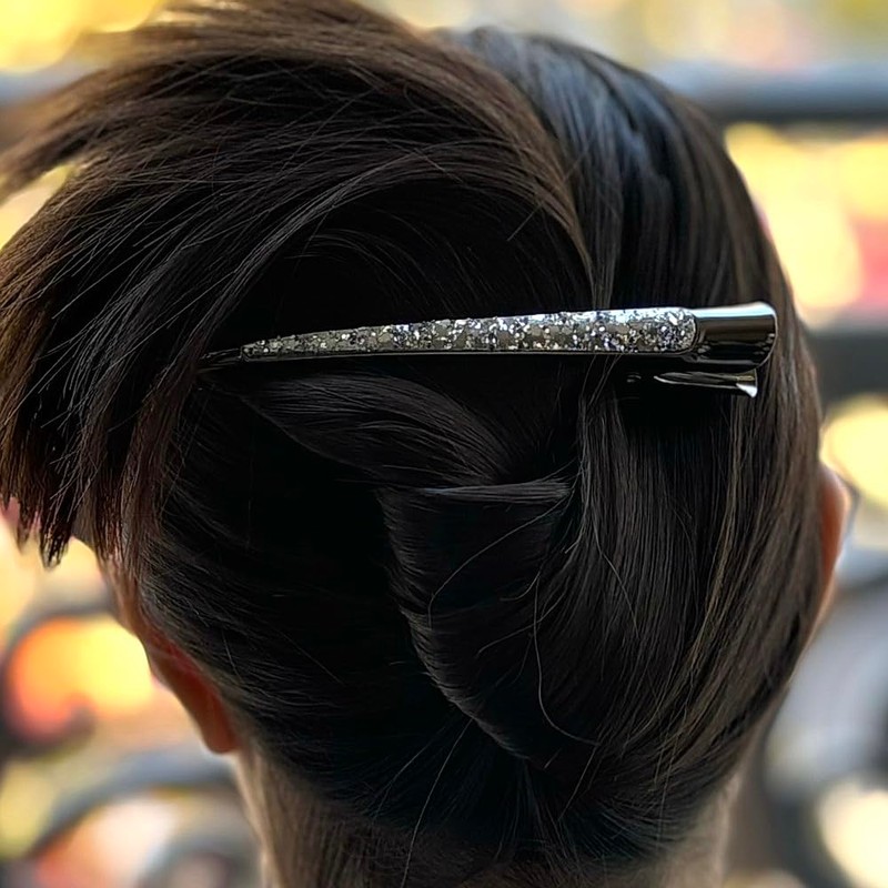 Large Glitter Hair Clip 13cm (Silver)