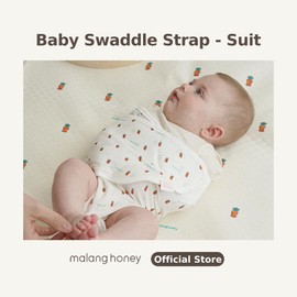 [Malang Honey] 100% Organic Swaddle Strap (Suit Type) for Newborn Baby - Real Mesh (Spring, Summer, Autumn) Made in Korea (Carrot Beige, M)