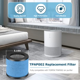 TPAP002 HEPA Filter Replacement for TOPPIN TPAP002 Air Puri-fier Comfy Air C1, 4-in-1 H13 True HEPA Air Puri-fier Filter for TOPPIN TPAP002, Compare to Part #TPFF002, 3 Pack