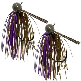 Reaction Tackle Tungsten Football Jig for Bass Fishing - 3/4 oz Green Pumpkin/Purple