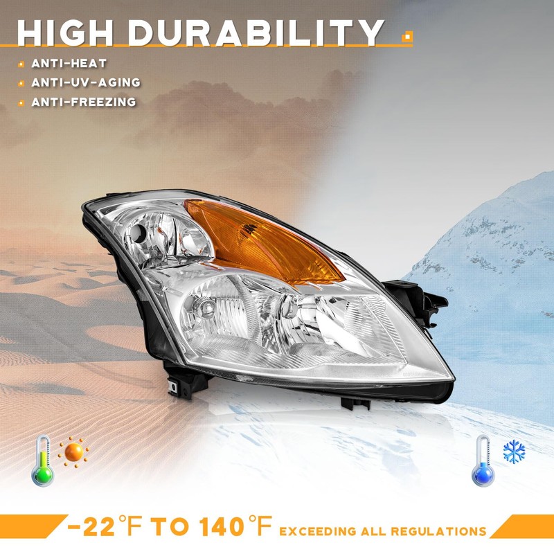 WEELMOTO Headlights Compatible with 2007-2009 Nissan Altima 4Dr Sedan Headlight