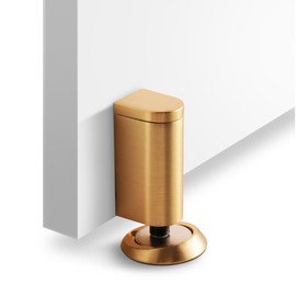 PANALI Windproof Door Stop, 0-0.3'' Adjustable Stroke Mechanical Door Holder, 3M Adhesive No Drill or Screw Mount for Kitchen, Bedroom, Nursery, Living Room, Bathroom, 1 Pack, Bright Gold