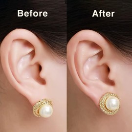18K Gold-Plated Earring Backs for Droopy Ears, 4PCS Sturdy Grid-Pattern Earring Lifters Backs, Large & Secure