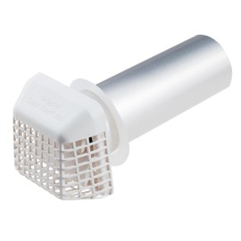 Deflecto Supurr Guard Louvered Dryer Vent Hood with Pipe and Collar, White and Silver, 4” (GVHAW4)