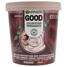 Garnier - Permanent Hair Colour - No Ammonia - 90% Natural Origin and Vegan Formula Ingredients - Shea Butter - 100% Coverage for White Hair - Pomegranate Red (6.6) - Good