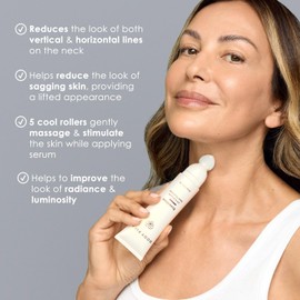 True Firm Technology Peptide Caffeine & Vitamin B3 Women's Skincare Body Firm Crepe Erase Lift & Smooth Neck Serum Cream Anti-Aging with Rollerball Applicator 1.7 FL Oz / 트루펌 기술 펩타이드 카페인 및 비타민 B3 여성용 스킨케어 롤러볼 어플리케이터 1.7 FL Oz가 함유된 바디 펌 크레페 이레이즈 리프트 앤 스무스 넥 세럼 크림 안티 에이징