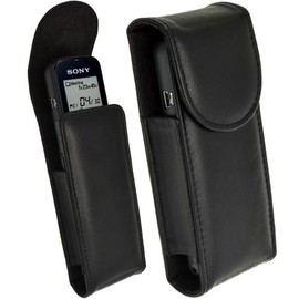 iGadgitz Black Genuine Leather Case Cover for Sony ICD-PX312 Digital Voice Recorder Dictaphone