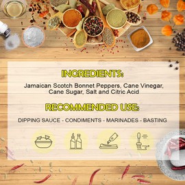 Eaton's Jamaican Scotch Bonnet Pepper Sauce - Sweet, Spicy, Flavorful Hot Sauce - Use as Glaze for Chicken Wings - Condiment for Sausages and Burgers - Hot Peppers Sauce with Jerk Cooking Recipe eBook