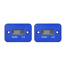 NInE-ROnG Pack of 2 Digital LCD Inductive Operating Hour Counter Maintenance Reminder Waterproof for Lawn Mowers Snow Blowers Boat Inverter Generator Motor Small Gas Engine (Blue x 2)