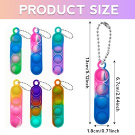 46Pcs Bulk Pop Keyring Mini Push Pop Keychain, Party Bag Fillers for Kids Unisex, Anxiety Relief Kids' Party Favours, Fidget Keyring Parties Bag Toys, Gifts for Students from Teachers