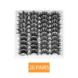 FAIRYGATE B5615 Russian Volume Fluffy Lashes 20 Pairs Natural Wispy D Curly False Eyelashes Exquisite Extensions Eyelash with Curl Effect