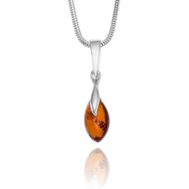 Women's Baltic Amber Necklace with Genuine 925 Silver Drop Pendant in Honey Colour, Adjustable Length, Eco Packaging, Gift for Women, Amber