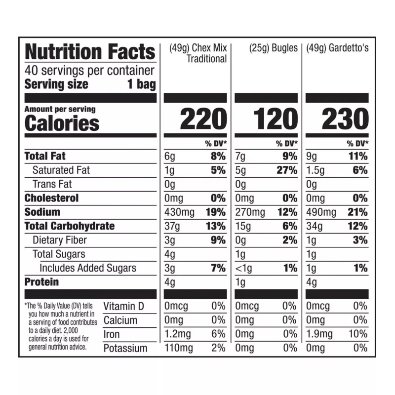 Chex Mix, Bugles & Gardetto Variety Pack Snacks, 40 pk.