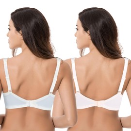 Curve Muse Women's Plus Size Minimizer Wireless Unlined Bra with Embroidery Lace-2 Pack-Buttermilk,Orchid Tint-36DD/EU:80E-V2
