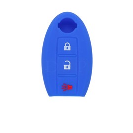 SEGADEN Silicone Cover Protector Case Holder Skin Jacket Compatible with NISSAN 3 Button Smart Remote Key Fob CV9501 Deep Blue