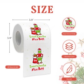 Funny Christmas Toilet Paper, 2 Rolls Holiday Bathroom Toilet Papers, Christmas Bathroom Decorations, White Elephant Gag Gift for Christmas Stocking Stuffers Party Supplies