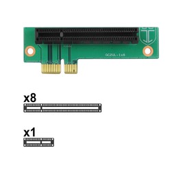 GINTOOYUN PCI-E 1X to 8X Riser Card Right Angle 90 Degree PCIE 1X Male to 8X Female Expansion Card for 1U Small Computer and Server Chassis