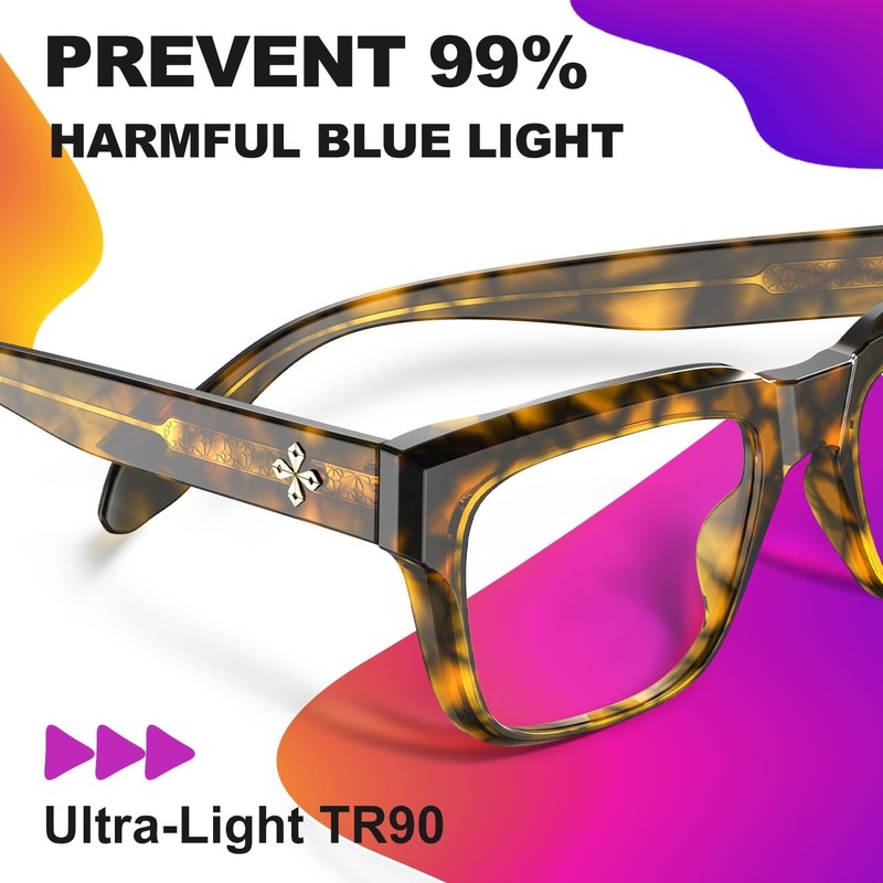 VISOONE TR90 Square Blue Light Blocking Glasses Fashion Computer Eyewear