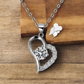 Heart necklaces for women，Silver heart necklace，Silver pendant necklace for women，925 silver necklace，Valentine's day necklace