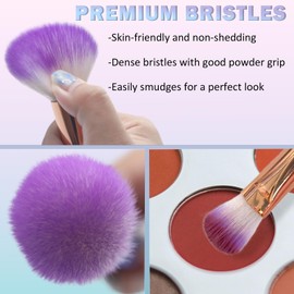 Makeup Brushes, START MAKERS 10Pcs Premium Synthetic Make Up Brushes Blue and Purple Gradient Diamond Handle Foundation Makeup Brush Set Professional for Powder, Cream and Eyeshadow