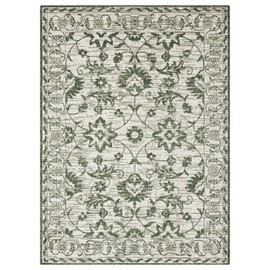 Nicole Miller New York Patio Country Ayala Botanical Floral Indoor/Outdoor Area Rug, Light Green/Ivory, 5'2"x7'2"