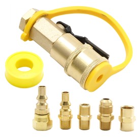 EATAKWARD 7Pcs 1/4Inch Propane Quick Connect Fittings, Propane Quick Connect Adapter with 3/8Inch Male Flare Quick Kit, RV Propane Shutoff Valve for Low Pressure Gas Appliance Heater