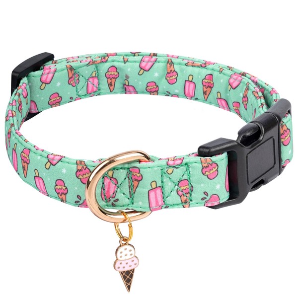 Jelwuion Cotton Dog Collar,Adjustable Cute Puppy Collar with Moon Patterned
